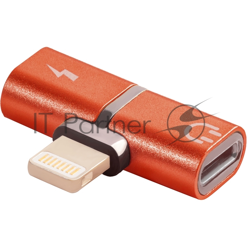 Адаптер-переходник Greenconnect USB 2.0 Lightning 8pin/jack 3,5mm аудио, красный, (GCR-51149)