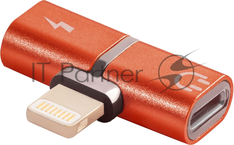 Адаптер-переходник Greenconnect USB 2.0 Lightning 8pin/jack 3,5mm аудио, красный, (GCR-51149)