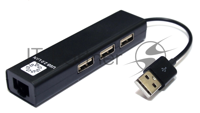 Кабель-адаптер 5bites UA2-45-06BK USB2.0 / 3*USB2.0 / RJ45 100MB / BLACK