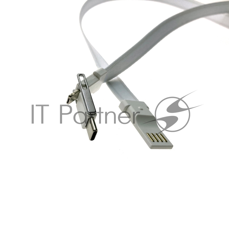 Универсальный кабель-переходник 3 в 1 Espada Elyard3i1 белый Type-C + micro USB + iphone Lightning 8pin ремешок на шею , для зарядки планшета, ноутбука, смартфона (44211)