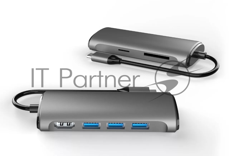 Кабель-адаптер USB3.1 Type-CM-->HDMI 4K*60Hz +3USB3.0+RJ45+TF+SD+PD charging VCOM <CU463>