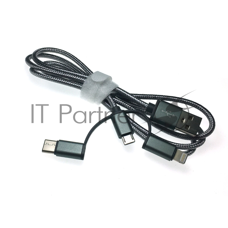 Переходник Espada 3в1 USB 2.0 Am to Lightning/microUSB/USB3.1С серый. Eusb3in1m-m-gr