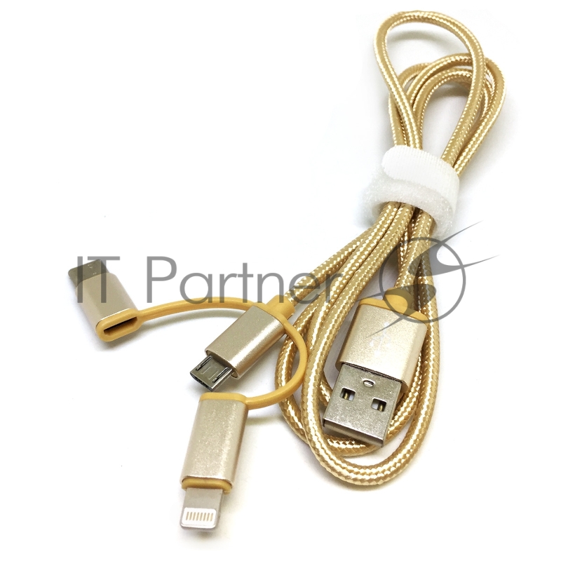 Переходник Espada 3в1 USB 2.0 Am to Lightning/microUSB/USB3.1С золот. Eusb3in1m-m-g (43177)