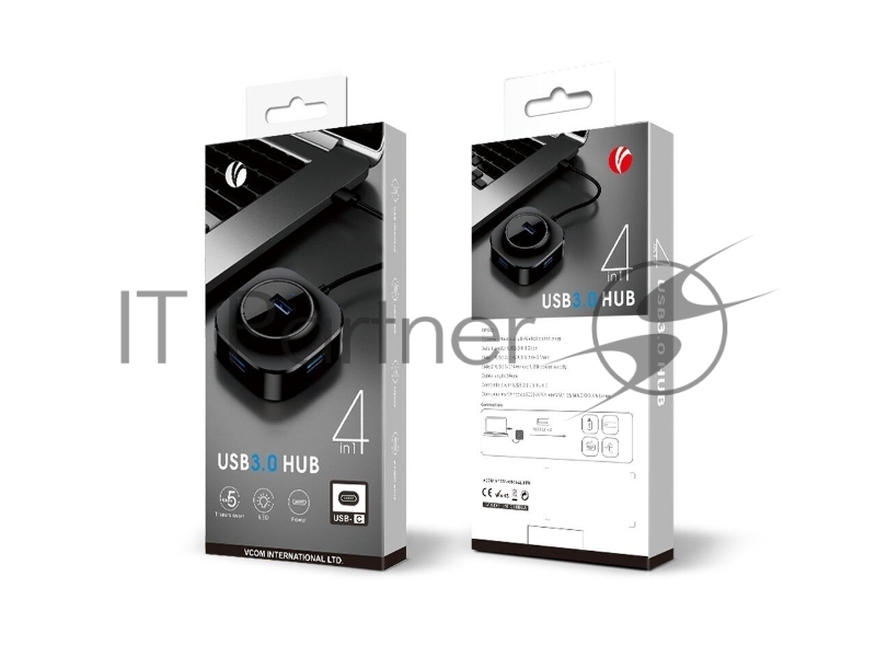 Кабель-концентратор TypeC USB3.1----4 USB3.0 +microUSB 0.3m VCOM (DH307C)