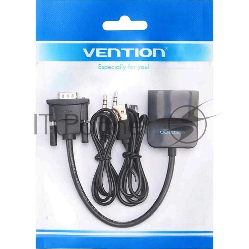 Мультимедиа конвертер Vention VGA + аудио > HDMI, гибкий, черный
