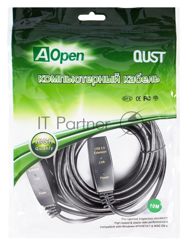 Кабель-адаптер USB3.0-repeater Aopen, удлинительный активный <Am-->Af> 10м QUST/qust<ACU827A-10M>
