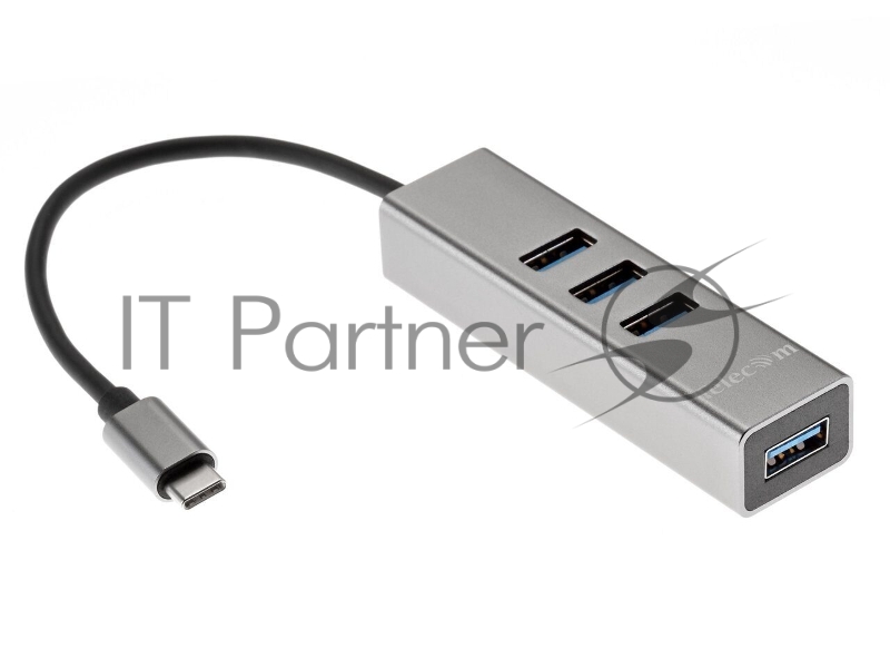 Переходник USB 3.1 Type-C -->4 USB3.0, Aluminum Shell, 0.2м Telecom <TA310C>