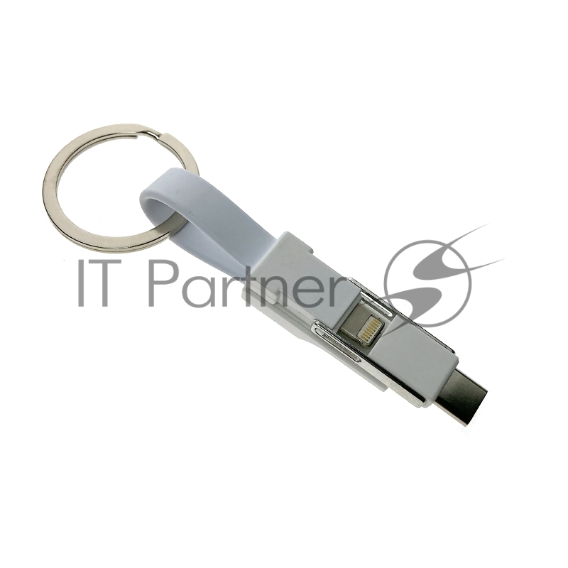Универсальный брелок-переходник Espada 3в1 Emagn3i1 брелок белый Type C + micro USB + Lightning