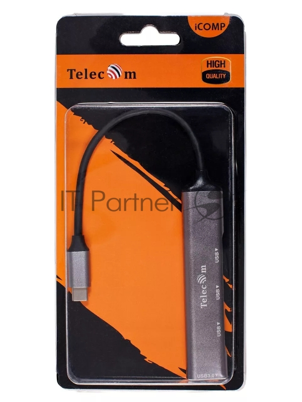 Переходник USB 3.1 Type-C-->USB3.0+3 USB2.0, Aluminum Shell, 0.2м Telecom <TA308C>