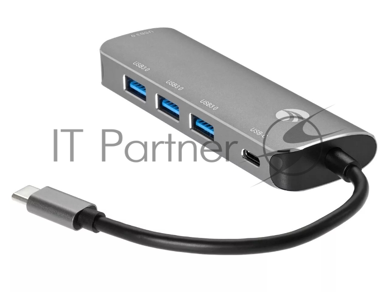 Адаптер концентратор Type-C --> 4 port USB3.0 HUB+PD Alum Shell VCOM <CU4383>