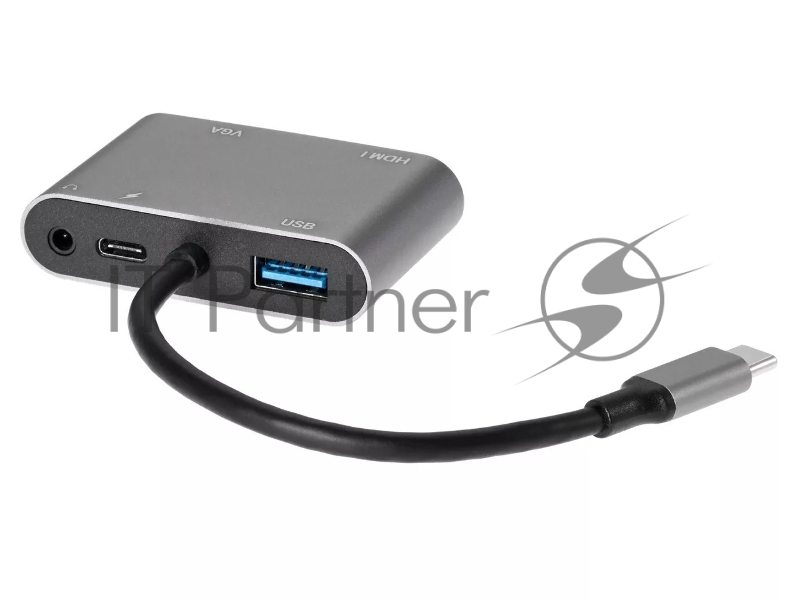 Адаптер USB Type-Cm-->VGA, HDMI 4k*30Hz, USB3.0, PD, Audio,iOpen (Aopen/Qust/VCOM)<ACU4511>