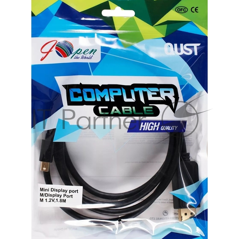Кабель-переходник Mini DisplayPort M -> Display Port M 4K*60 Hz 1,8м VCOM/Aopen/Qust <ACG682-1.8M>