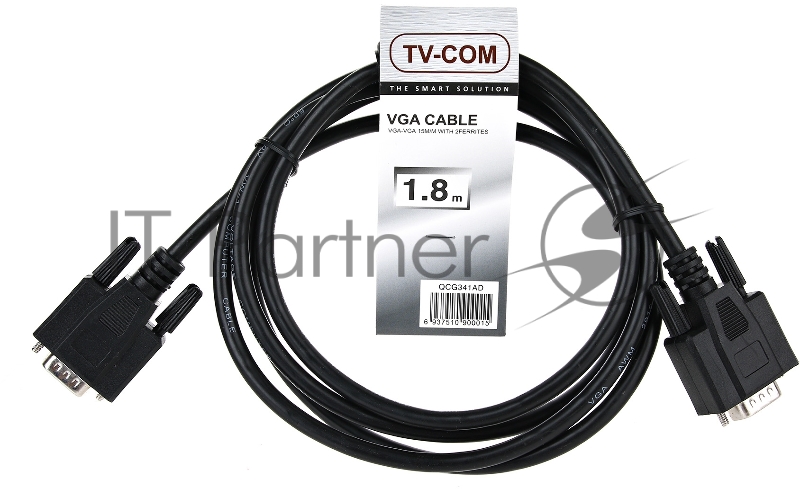 Кабель для монитора VGA (M) -) VGA (M), 1.8m, TV-COM (QCG341AD-1.8M), ферритовые кольца