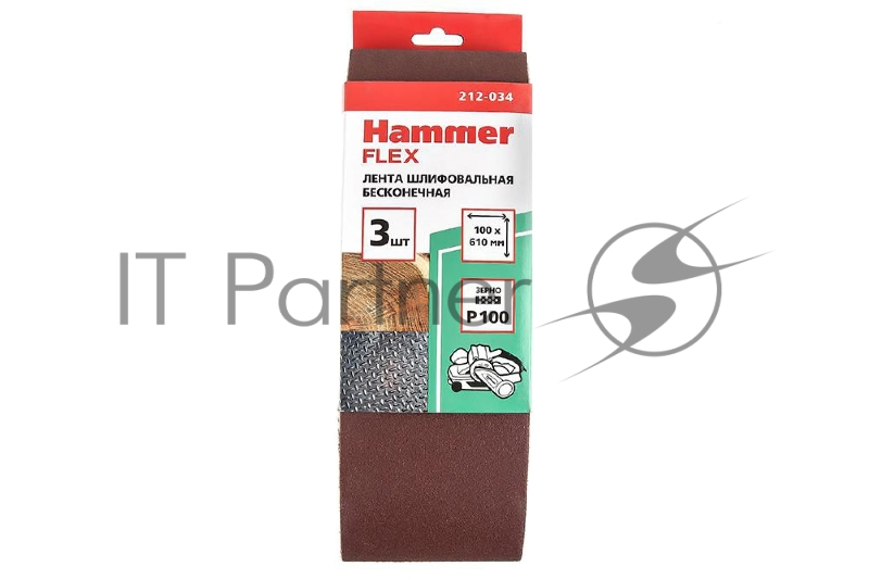 Лента шлиф. 100 Х 610 Р 100 по 3 шт. Hammer Flex SE 212-034 цена за упаковку 3шт.