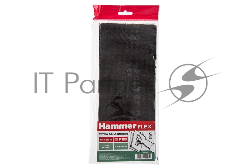 Сетка абразивная Hammer Flex 242-008 115х280мм, P180, водостойкая (5шт.)