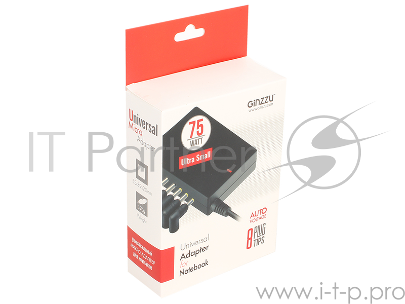 Универсальный блок питания для ноутбуков GINZZU GA-2075 Universal UltraSlim 75