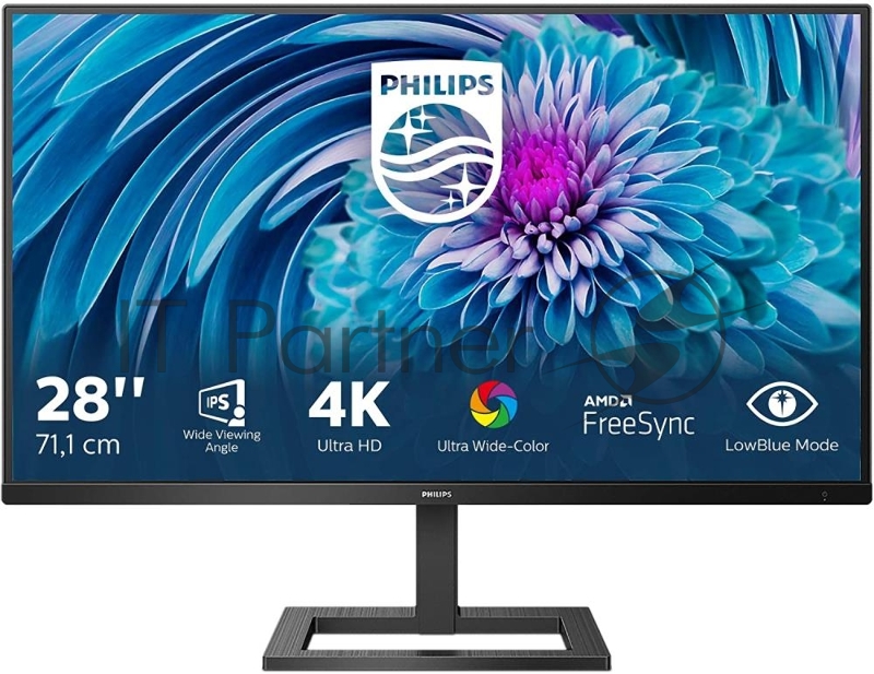 Монитор 28 PHILIPS 288E2A/00 Black (4K, IPS, 3840x2160, 4 ms, 178°/178°, 300 cd/m, Mega DCR, +2xHDMI, +DisplayPort, +MM