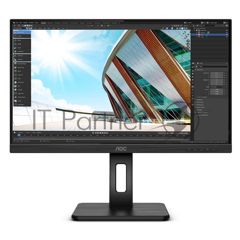 МОНИТОР 23.8 AOC 24P2C Black с поворотом экрана (IPS, 1920x1080, 75Hz, 4 ms, 178°/178°, 250 cd/m, 50M:1, +HDMI, +Displa