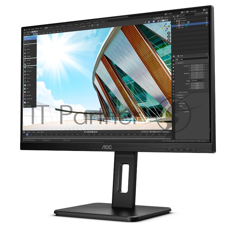 МОНИТОР 23.8 AOC 24P2C Black с поворотом экрана (IPS, 1920x1080, 75Hz, 4 ms, 178°/178°, 250 cd/m, 50M:1, +HDMI, +Displa