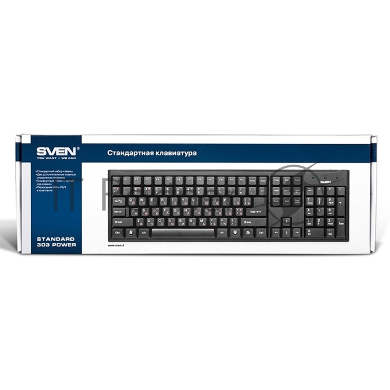 Клавиатура Keyboard SVEN Standard 303 Power USB+PS/2 чёрная SV-03100303PU