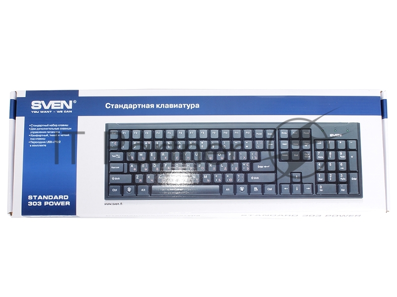 Клавиатура Keyboard SVEN Standard 303 Power USB+PS/2 чёрная SV-03100303PU