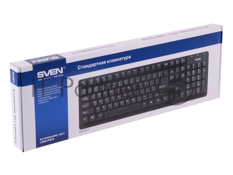 Клавиатура SVEN Standard 301 USB+PS/2 чёрная SV-0310301PUB