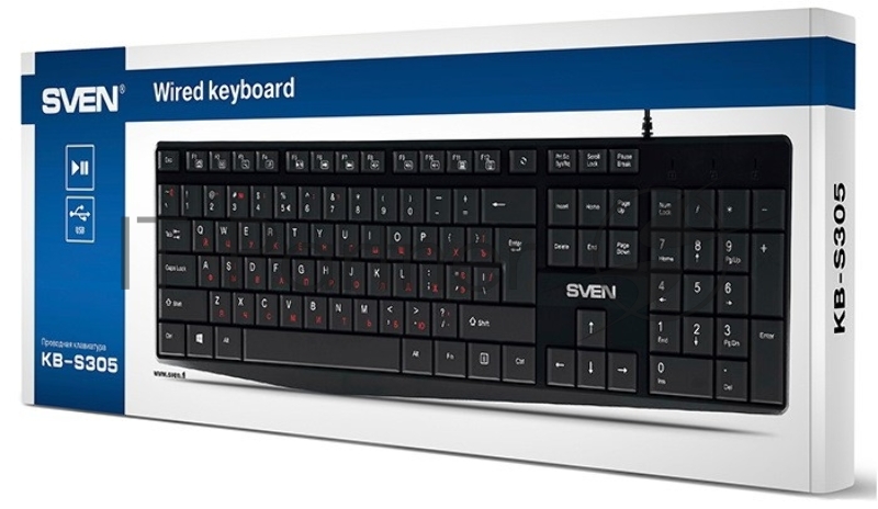 Клавиатура Sven KB-S305 чёрная USB