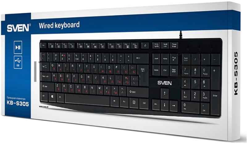Клавиатура Sven KB-S305 чёрная USB
