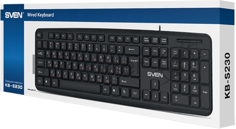 Клавиатура SVEN KB-S230 чёрная (104кл, каб. 2м)