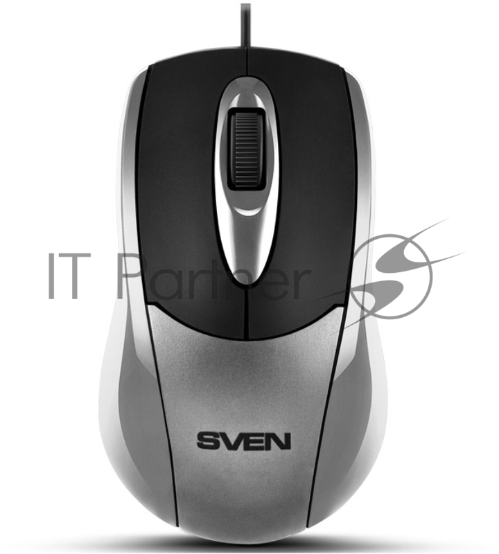 Мышь SVEN RX-110 USB серебристая (2+1кл. 1000DPI, цвет. картон, каб. 1,5м)