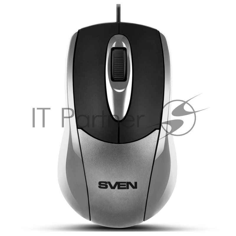 Мышь SVEN RX-110 USB серебристая (2+1кл. 1000DPI, цвет. картон, каб. 1,5м)