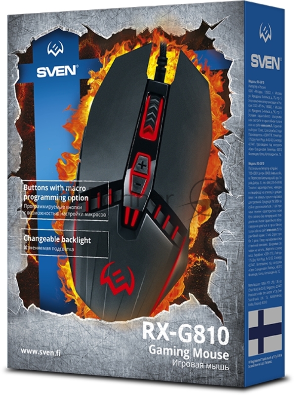 Игровая мышь SVEN RX-G810 (5+1кл. 800-4000 DPI, ПО, SoftTouch, подсветка, игров. упак) Игровая мышь SVEN RX-G810 (5+1кл. 800-4000 DPI, ПО, SoftTouch, подсветка, игров. упак)