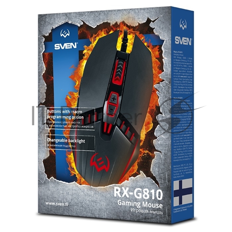 Игровая мышь SVEN RX-G810 (5+1кл. 800-4000 DPI, ПО, SoftTouch, подсветка, игров. упак) Игровая мышь SVEN RX-G810 (5+1кл. 800-4000 DPI, ПО, SoftTouch, подсветка, игров. упак)