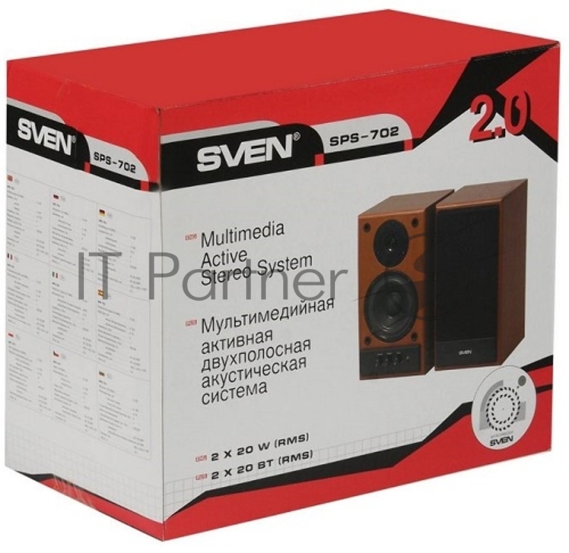 Колонки Sven SPS-702 2.0 коричневый/орех 40Вт