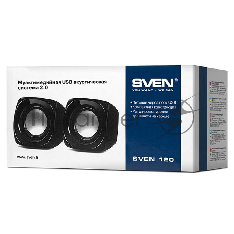 Колонки Sven 120 2.0 черный 5Вт