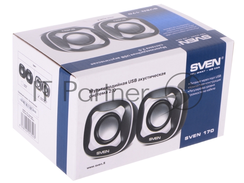 Колонки Sven 170 2.0 черный/белый 5Вт