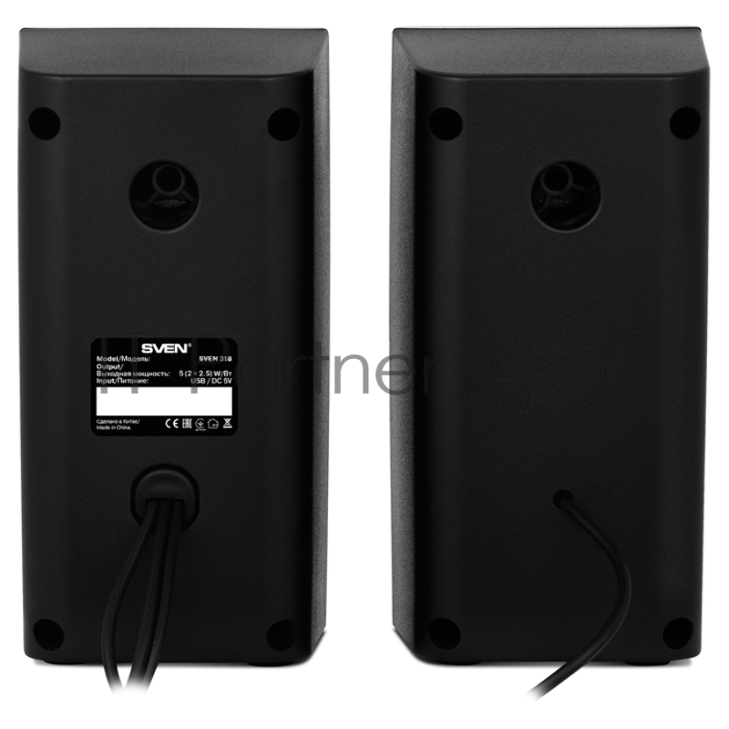 Колонки SVEN 318 черный {USB-порт ПК, ноутбука или адаптер 5V DC}