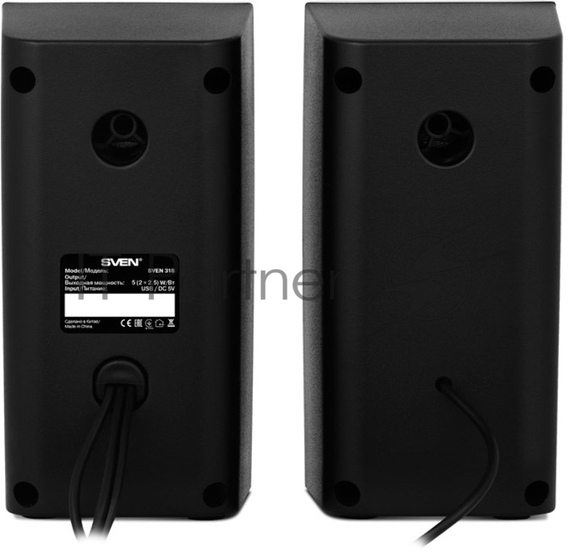 Колонки SVEN 318 черный {USB-порт ПК, ноутбука или адаптер 5V DC}