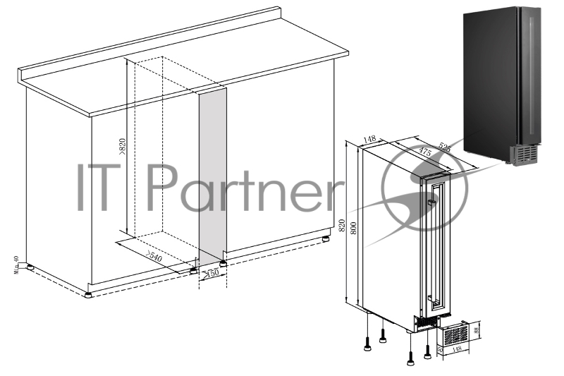 Холодильник винный Temptech OX15SRB