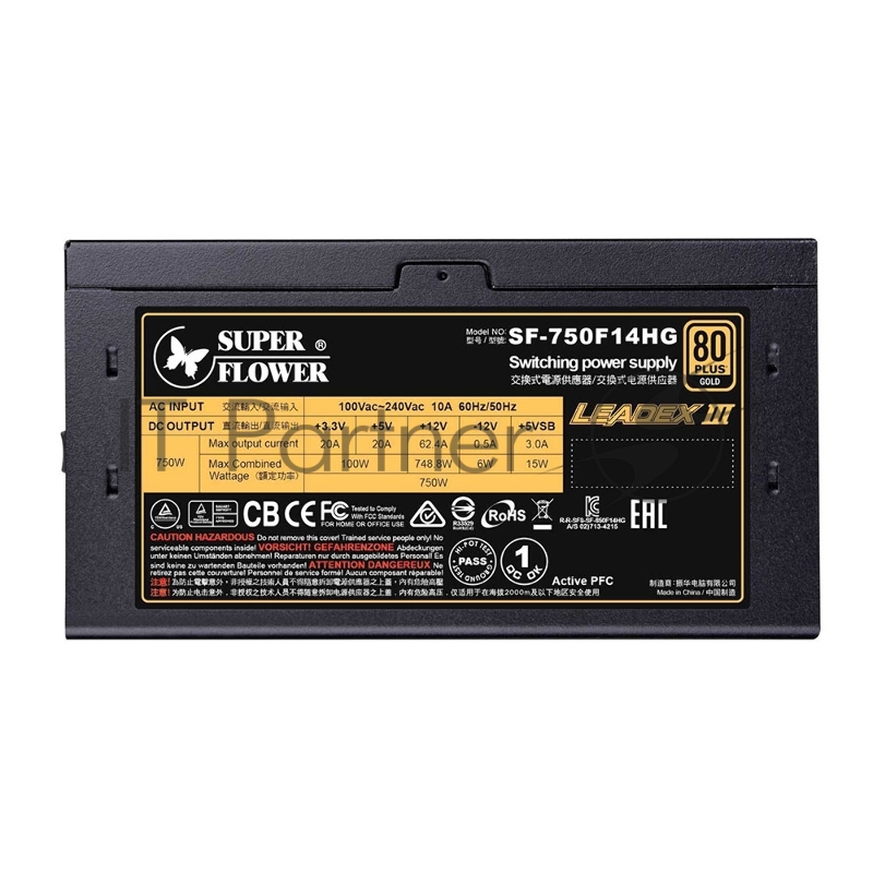 блок питания 750 Ватт Super Flower Power Supply Leadex Gold III, 750W, ATX, 130mm, 8xSATA, 4xPCI-E(6+2), APFC, 80+ Gold, Full Modular
