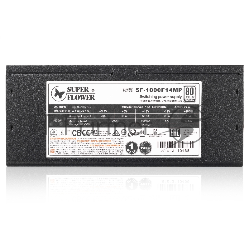 блок питания 1000 Ватт Super Flower Power Supply Leadex Platinum, 1000W, ATX, 135mm, 10xSATA, 6xPCI-E(6+2), APFC, 80+ Platinum, Full Modular