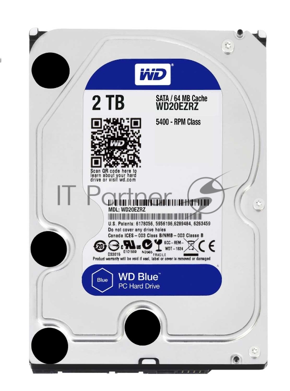Жесткий диск 2TB WD Caviar Blue (WD20EZRZ) {Serial ATA III, 5400 rpm, 64Mb buffer} 3.5