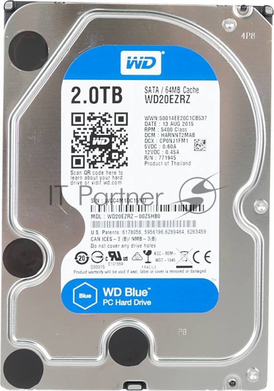 Жесткий диск 2TB WD Caviar Blue (WD20EZRZ) {Serial ATA III, 5400 rpm, 64Mb buffer} 3.5