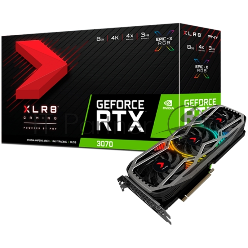 Видеокарта PNY Video Card NVIDIA GeForce RTX 3080 10GB XLR8 GAMING REVEL EPIC-X LHR, 320 bit GDDR6X, 1710MHz / 760GBps, DP x3, HDMI, 3 fan, 3 slot