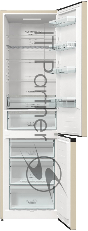 Холодильник GORENJE отдельностоящий, 60х200х59.2 см SN, N, ST, T 331л дисплей быстрое замораживание A++, NO FROST, светло-бежевый