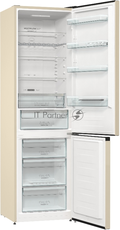 Холодильник GORENJE отдельностоящий, 60х200х59.2 см SN, N, ST, T 331л дисплей быстрое замораживание A++, NO FROST, светло-бежевый