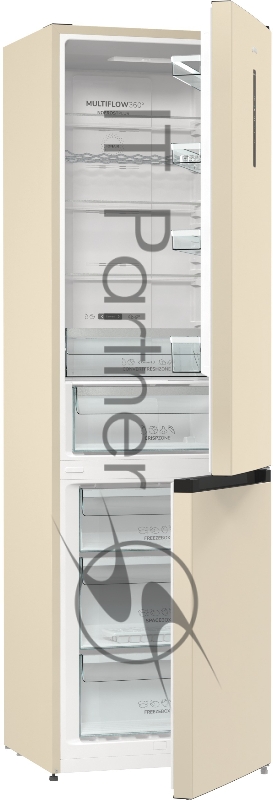 Холодильник GORENJE отдельностоящий, 60х200х59.2 см SN, N, ST, T 331л дисплей быстрое замораживание A++, NO FROST, светло-бежевый