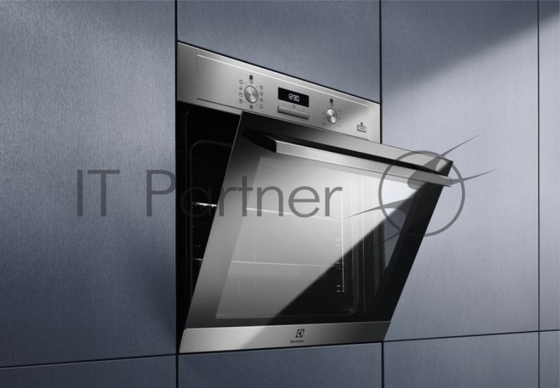 Встраиваемая электрическая духовка ELECTROLUX Встраиваемая электрическая духовка ELECTROLUX/ Духовой шкаф с паром SteamBake, основной цвет - нержавеющая сталь c Anti Finger Print, утапливаемые переключатели, таймер отключения, будильник, хромированны