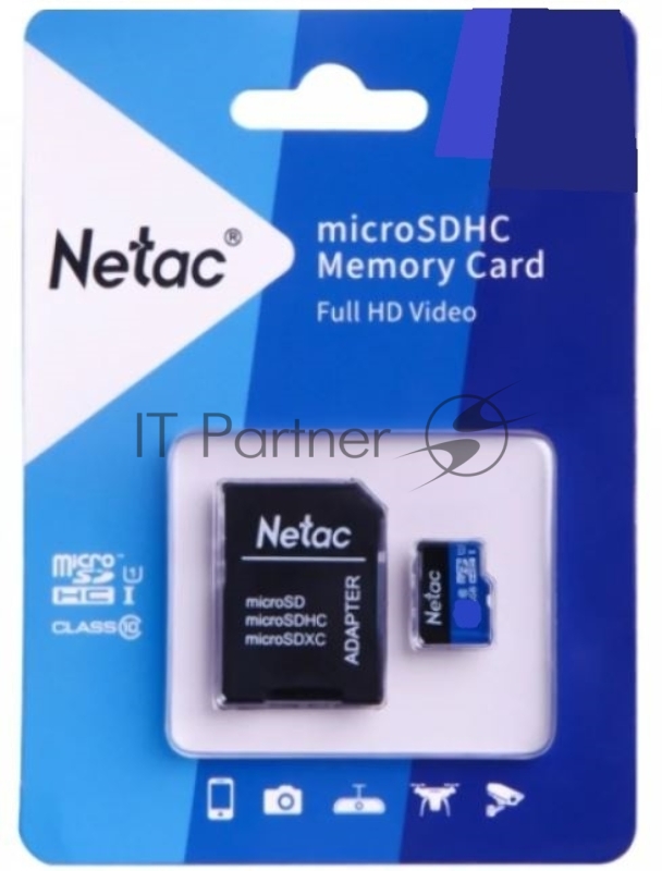 Флеш карта microSDHC 16GB Netac P500 <NT02P500STN-016G-R> (с SD адаптером) 80MB/s