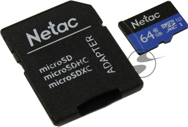 Флеш карта microSDHC 64GB Netac P500 <NT02P500STN-064G-R> (с SD адаптером) 80MB/s